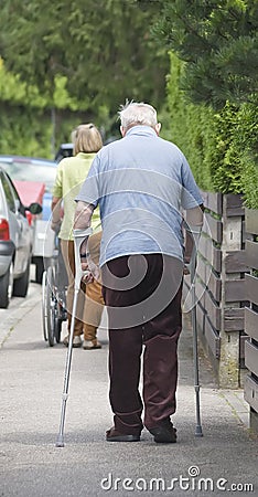 Man with crutch