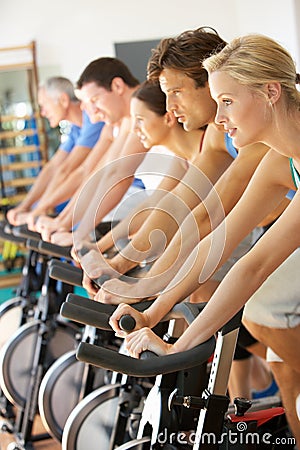 Man Cycling In Spinning Class