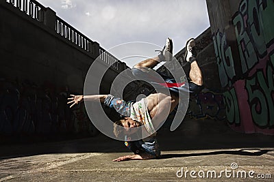 Man dancing Hip-hop in urban