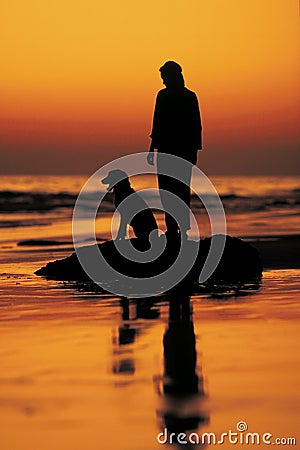 Man and dog silhouette