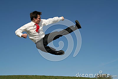 Man doing a karate kick