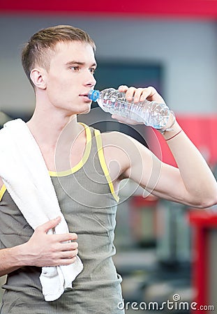 Man drinking water after sports