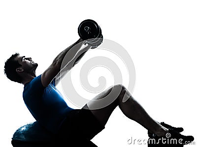 Man exercising bosu weight training workout