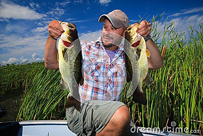 Man Fishing Largemouth Bass