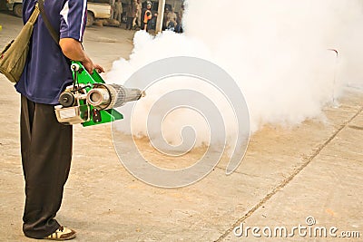 Man fogging chemical to anti mosquitos