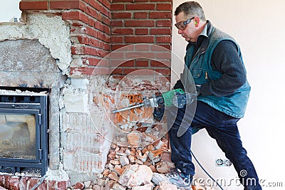 Man with hammer drill