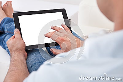 Man holding digital tablet