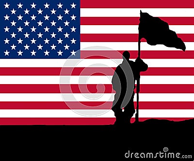 Man holding Flag with Star-Banner