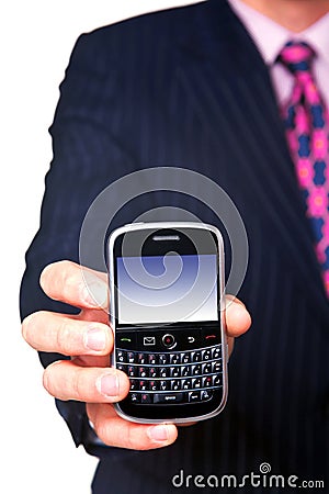Man holding mobile close up