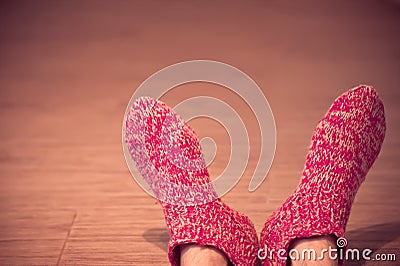 Man Legs in red Wool Socks male knitted clothes winter