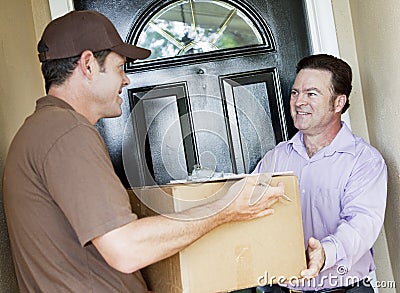 Man Receives Package Delivery