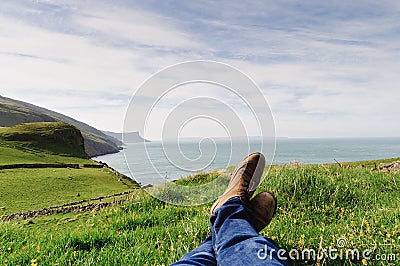 Man resting on the hill