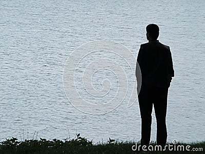 Man silhouette at evening