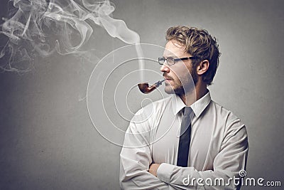 Man smoking a pipe