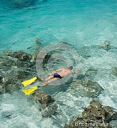 Man snorkeling - Cook Islands - South Pacific
