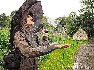 Man standing in the rain