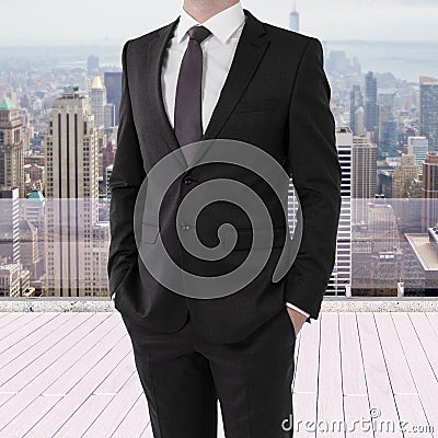 Man in suit on roof