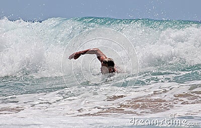 Man Swimming In The Sea Stock Photography