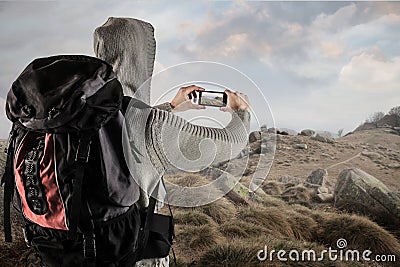 Man taking a pic of the path