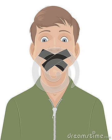 Man with a taped mouth