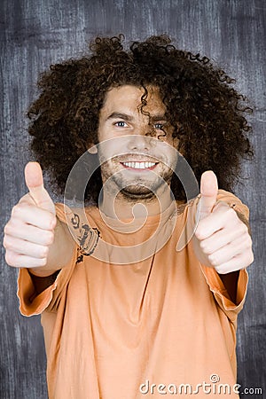 Man with thumbs up