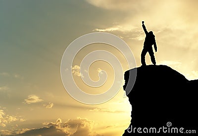 Man On Top Of Mountain Stock Photos - Image