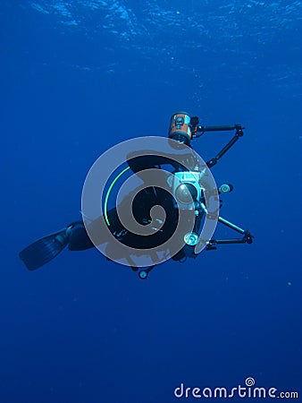Man Underwater Photographer Scuba Diving