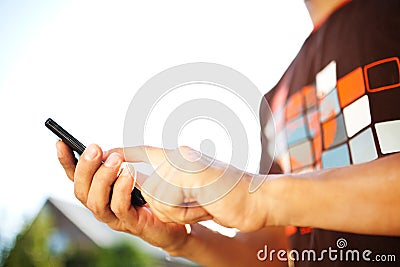 Man using mobile smart phone