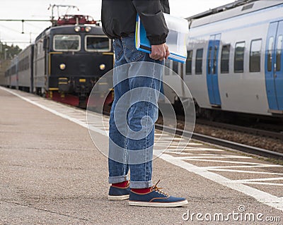 Man waiting for train