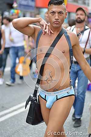 Man walking in copenhagen gay pride festival 2013