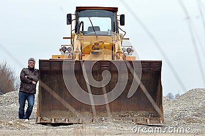 Man at wheel loader