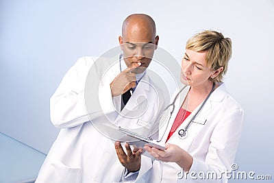 Man and woman physicians