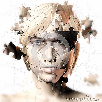 Man and Womans faces combined