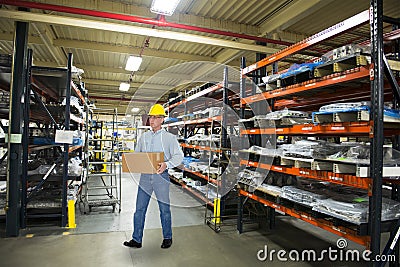 Man Working in Industrial Manufacturing Warehouse