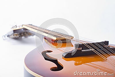 Mandolin detail on white background