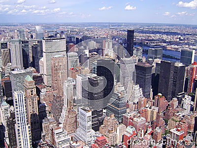 Manhattan, New York city from Empire State building, vintage style, New York City, USA