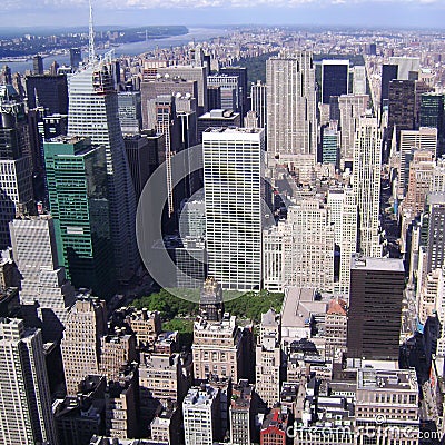 Manhattan, New York city from Empire State building, vintage style, New York City, USA