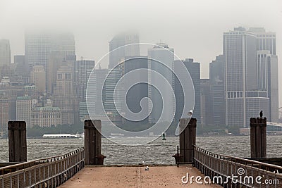 Manhattan Skyline Under the Fog