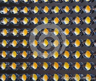 Many small yellow LED lamp in a row