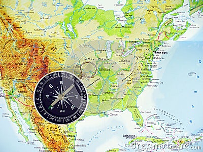 Map And Compass Stock Photo - Image: 1129140
