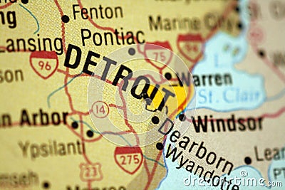 Map of Detroit Michigan