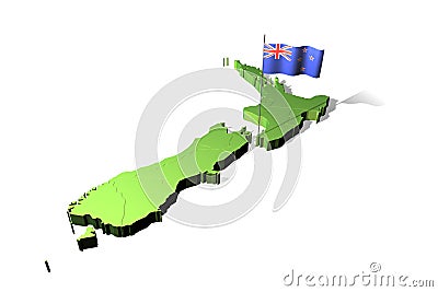 Map and flag of New Zealand