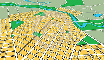 Map of Generic Urban City in Perspective Angle