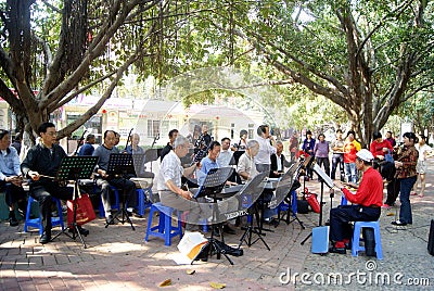 Shenzhen china: old people are singing