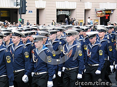 Marching Russian sailors.