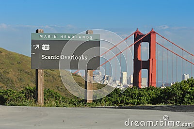 Scenic Overlook sign near the Golden Gate Bridge