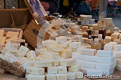 Market stall with soap