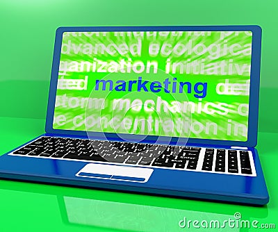 Marketing Laptop Shows Web Emarketing And Sales Online