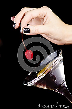 Martini glass with cherry