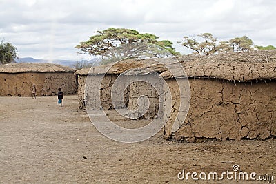 Masai children inside the Masai village